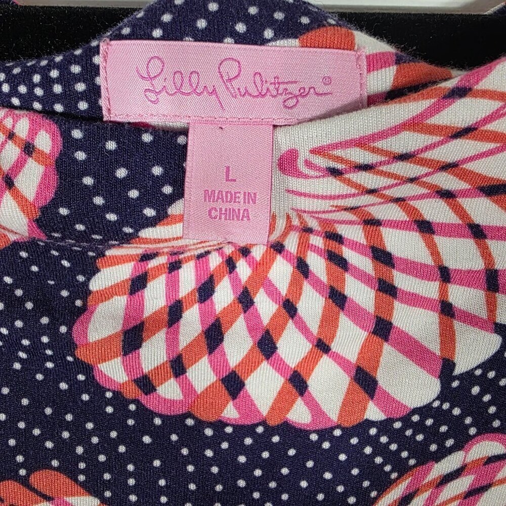 Lilly Pulitzer Sea Shell Print 3/4 Sleeve Midi Dress Size Large - Picture 4 of 7
